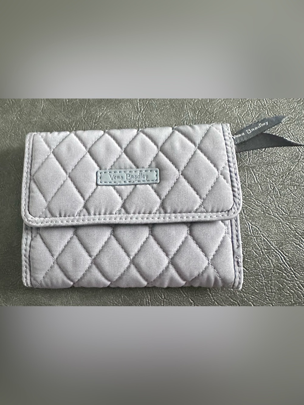 Vera Bradley Light Gray Quilted Tri-Fold Flap Wallet